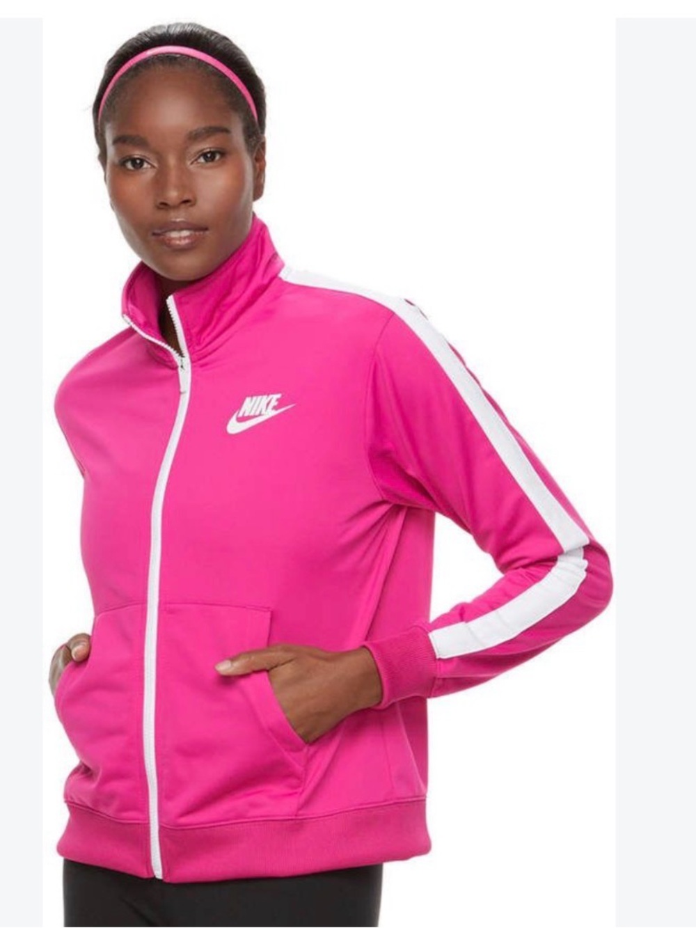 Nike Women’s Pink Track Jacket Full Zip Athletic Sporty Jacket size Medium